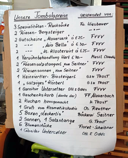 Sponsoren der Tombola-Preise